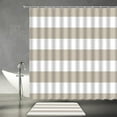 thumbnail image 1 of 2 Piece Striped Shower Curtain Sets with Bath Mat,Brown Boho Striped Modern Fashion Brown Design Pattern Bathroom Decor Polyester Curtain with Hook, 1 of 3