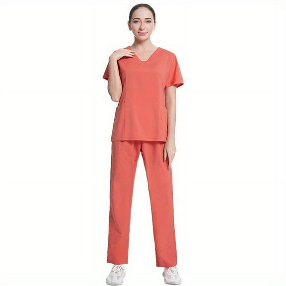 2-Piece Suit Agile & Alluring: Short Sleeve Stretch Scrub Suits for Beauty & Dental Squads!