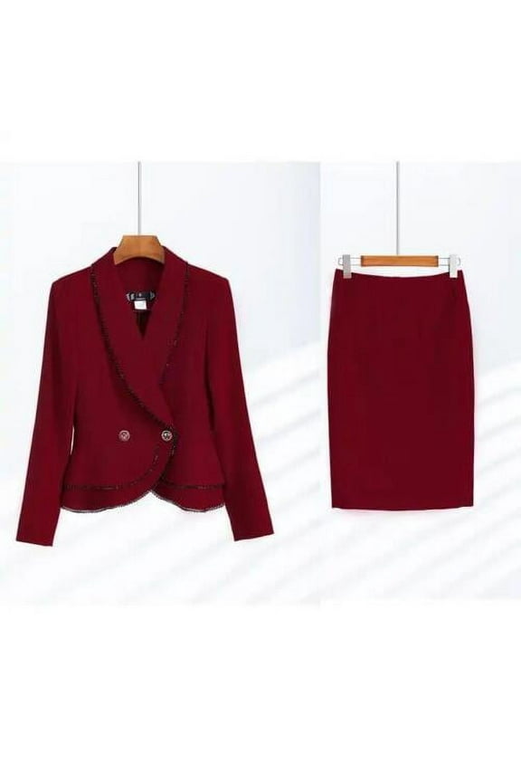 2 Piece Suit Set for Women Business Uniform Skirt Suits Office Lady Work Wear