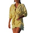 thumbnail image 1 of 2 Piece Summer Outfits Button Down Shirt Top and Skirts Casual Lounge Sets Yellow One size, 1 of 10