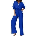 thumbnail image 1 of 2 Piece Summer Outfits for Women Plus Size Summer Outfits Clothing Set Female Round Neck Sleeveless Tops Pants Sets Trousers Pant Style S_141 Women's Tracksuits Blue XXL, 1 of 6