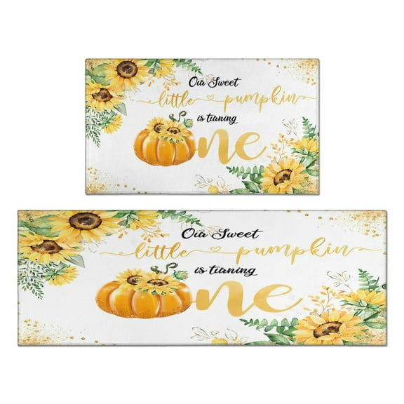 2 Piece Sunflower Pattern Rug Kitchen Rug Set, Decor Kitchen Rugs, Absorbent Non-Slip Washable Floor Mats, Home Indoor Runner Rugs 17"x47"+17"x30"