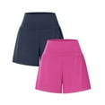 thumbnail image 1 of 2-Piece Super High Waisted Back Pocket & Side Hidden Pocket 2-in-1 Yoga Shorts Set 5''-Longer Length, 1 of 9