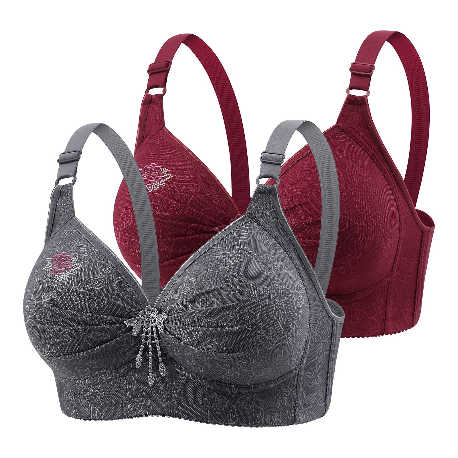 2 Piece Supportive Bras for Women Push Up No Underwire Bras Plus Size