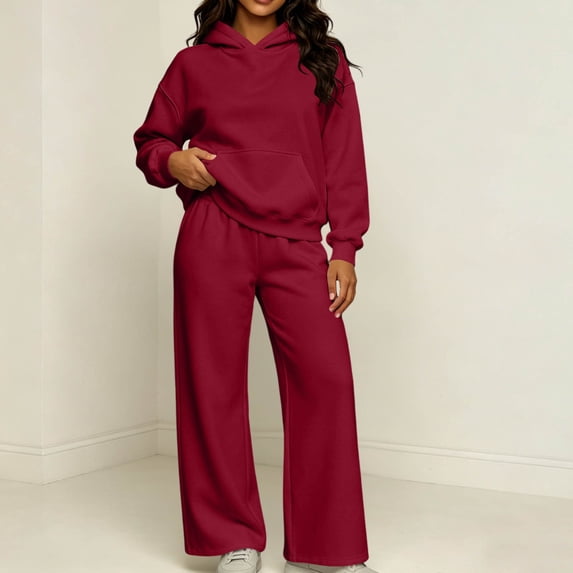 2 Piece Sweat Suits Set for Women with Long Sleeve Hoodie and Sweatpant Sets for Daily Wear