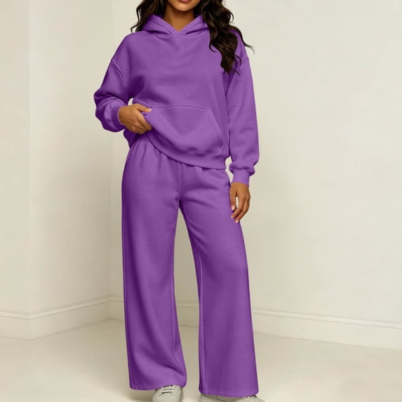 2 Piece Sweat Suits Set for Women with Long Sleeve Hoodie and Sweatpant Sets for Daily Wear