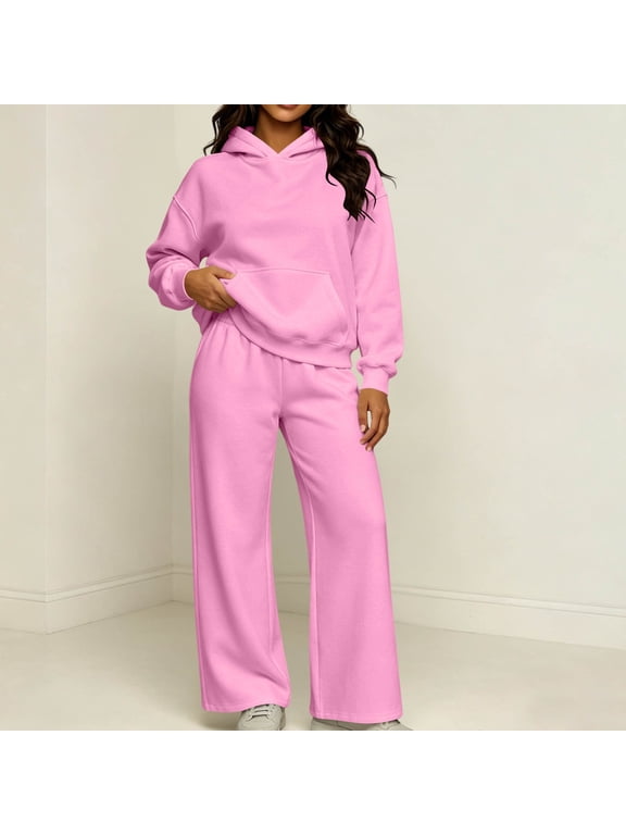 2 Piece Sweat Suits Set for Women with Long Sleeve Hoodie and Sweatpant Sets for Daily Wear