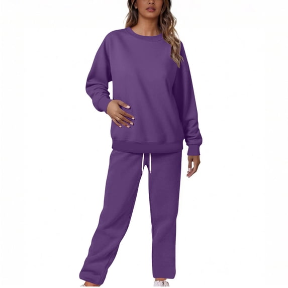 2 Piece Sweatsuits Sets for Women Crewneck Sweatshirts Lounge Fall Sweatpants Travel Joggers Tracksuits