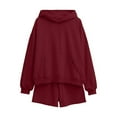thumbnail image 1 of 2 Piece Sweatsuits Shorts Sets for Women Loose Fit Casual Plain Pullover Hoodie with Shorts Jogging Outfits (XL, Wine), 1 of 3