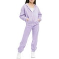 thumbnail image 1 of 2 Piece Sweatsuits for Girls Fall Full Zip Hooded Jacket and Jogger Pant Sets Tracksuits Sport Casual Outfits (9-10 Years, Purple), 1 of 5