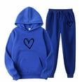 thumbnail image 1 of 2 Piece Sweatsuits for Men Casual Sport Outfits Heart Print Hoodie Pullover and Joggers Pant Sets Tracksuits (3XL, Blue), 1 of 2