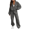 thumbnail image 1 of 2 Piece Sweatsuits for Women Casual Zipper Hoodie Jacket Sweatshirts Jogging Baggy Sweat Pants Fashion Tracksuit Set (M, Dark Gray), 1 of 9