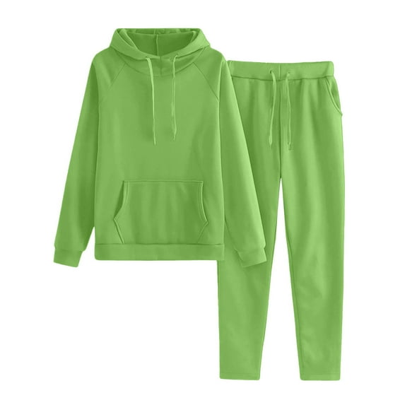 2 Piece Sweatsuits for Women Drawstring Hooded Sweatshirts with Jogger Pants Two Piece Tracksuit Sets Matching Workout Sets for Women