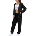 thumbnail image 1 of 2 Piece Sweatsuits for Women with Pockets Oversized Full-zip Textured Hoodie Jacket and Jogger Sweatpant Sets (L, Black), 1 of 8