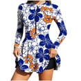 thumbnail image 1 of 2 Piece Swimsuit High Waisted,Women's 2 Piece Rash Guard Long Sleeve Modest Swimsuits Dress Zipper Bathing Suit Swimskirt, 1 of 9