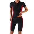 thumbnail image 1 of 2 Piece Swimsuit Tummy Control,Sporty Swimsuit for Women Two Piece Zipper Short Sleeve Sun Protection Surf Rashguard Boyleg Bathing Suits Swimwear, 1 of 7