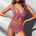 thumbnail image 1 of 2 Piece Swimsuit for Women, Bikini, Women's Bikini Swimsuits, Women High Waisted Bikini Sets, Two Piece Swimsuit Tummy Control, Textured Bathing Suits, Tie Knot Swimwear, Pink XXL, 1 of 5