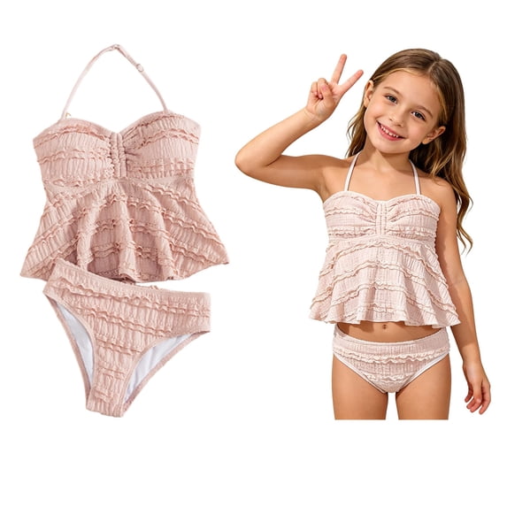 2 Piece Swimsuit for Girls Adjustable Straps Girl Bathing Suit with Chest Pad Summer Beachwear Bikini Sets 15-16 Years