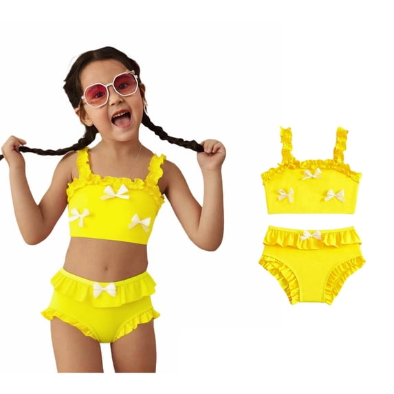 2 Piece Swimsuit for Girls Bikini Sets Beach Bow Bathing Suits Cute Summer Swimsuits Tween Swimsuits 4-5 Years