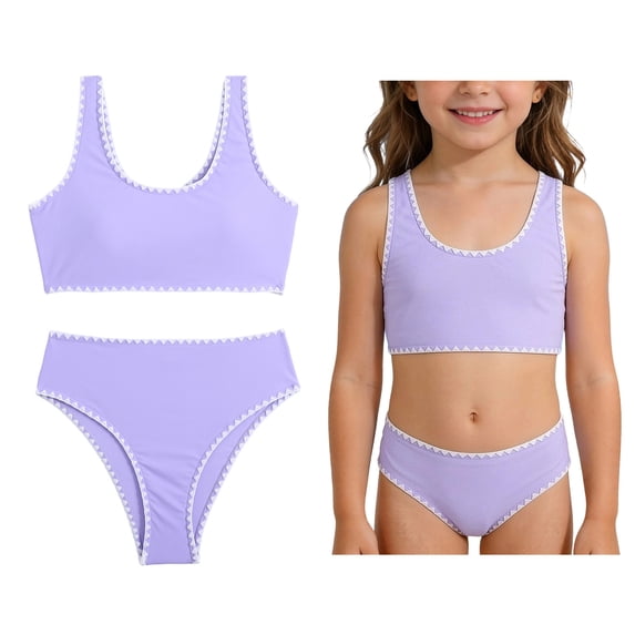 2 Piece Swimsuit for Girls Quick Dry Bikini Sets with Chest Pad Cute Swimsuits for Tween Girls 11-12 Years