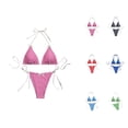 thumbnail image 1 of 2 Piece Swimsuit for Women Gingham Bikini Set Triangle Bow Front Womens Bathing Suits High Waist, 1 of 9