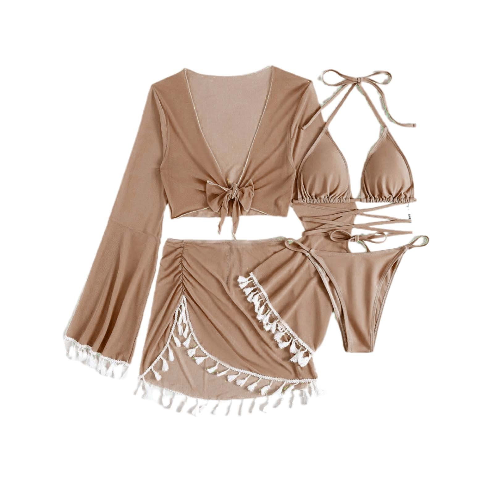 2 Piece Swimsuits for Women 2024 Split Swimsuit Solid Tassels Elegant