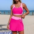thumbnail image 1 of 2 Piece Tankini Sets for Women Color Blocked Push Up Bikini Bra and Golf Swim Skirts Modest Swimwear, 1 of 8