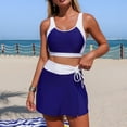 thumbnail image 1 of 2 Piece Tankini Sets for Women Color Blocked Push Up Bikini Bra and Golf Swim Skirts Modest Swimwear, 1 of 9