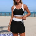 thumbnail image 1 of 2 Piece Tankini Sets for Women Color Blocked Push Up Bikini Bra and Golf Swim Skirts Modest Swimwear, 1 of 7