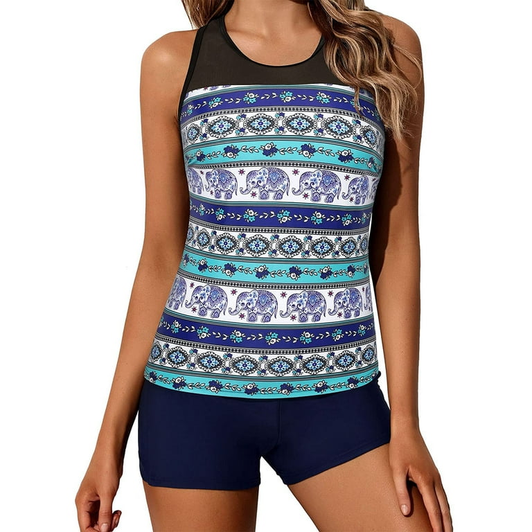 2 Piece Tankini Swimsuits for Women with Boy Shorts Athletic Swim Tank Top Bathing Suits Walmart