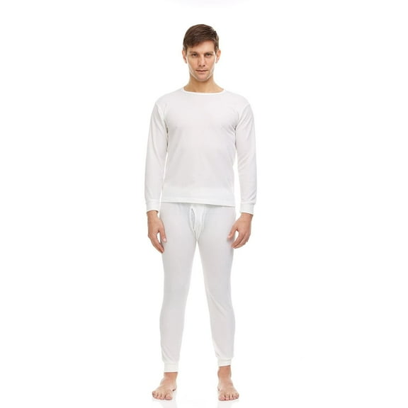 2 Piece Thermal Sets for Men, Base Layer Long Johns Underwear, Top & Bottom, Cotton, Solid Colors