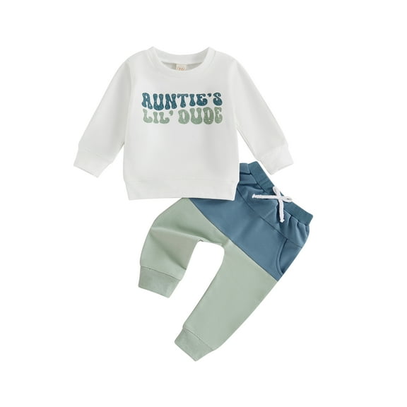 2-Piece Toddler Baby Boys Fall Clothing Set 0 3 6 12 18 24 Months 2T 3T Letter Print Long Sleeve Round Neck Tops Pocket Long Pants Contrast Color Outfits