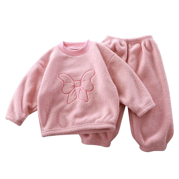 2 Piece Toddler Kids Boy Girl Winter Pajamas Set Cute Prints Sleepwear Sweatshirt Top And Pants Warm Matching Sleepwear Set for Boys Girls 6-12 Months