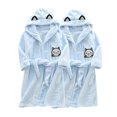 thumbnail image 1 of 2 Piece Toddler Robe Boys Girls Hooded Flannel Bathrobe Long Sleeve Soft Fleece Plush Robes Cute Animal Pajamas Sleepwear, Light Blue, 5 Years, 1 of 3