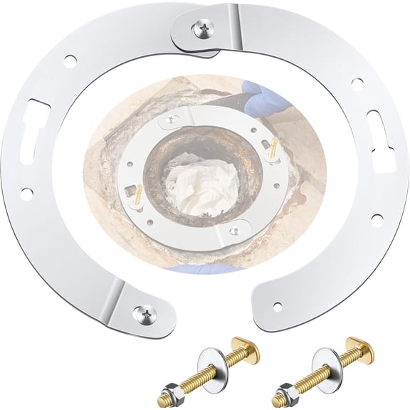 2 Piece Toilet Flange Repair Kit, Toilet Flange Repair Ring with 1/4" x 2-1/4" Closet Bolts, Stainless Steel Split Ring for Cast Iron, PVC or ABS(1 Pack)$$Tools & Hardware Other
