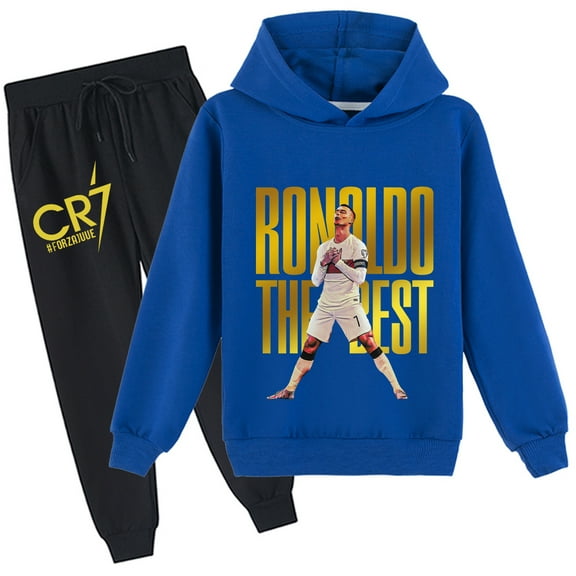 2 Piece Tracksuit Cristiano Ronaldo Graphic Hoodies & Jogger Pants fits school and hangouts
