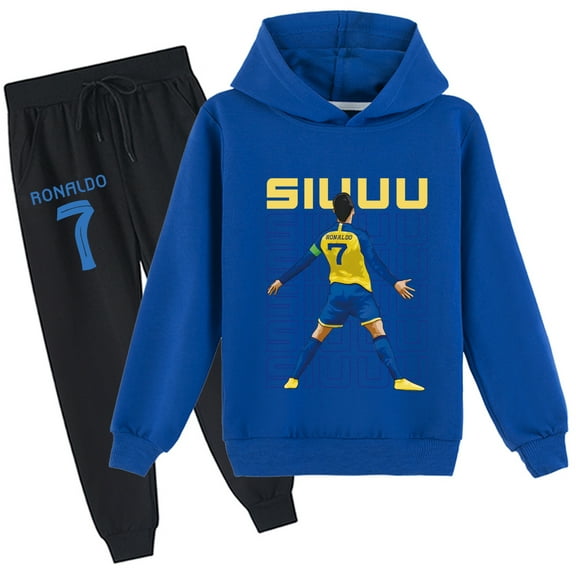2 Piece Tracksuit Cristiano Ronaldo Graphic Hoodies & Jogger Pants works for campus and weekend wear