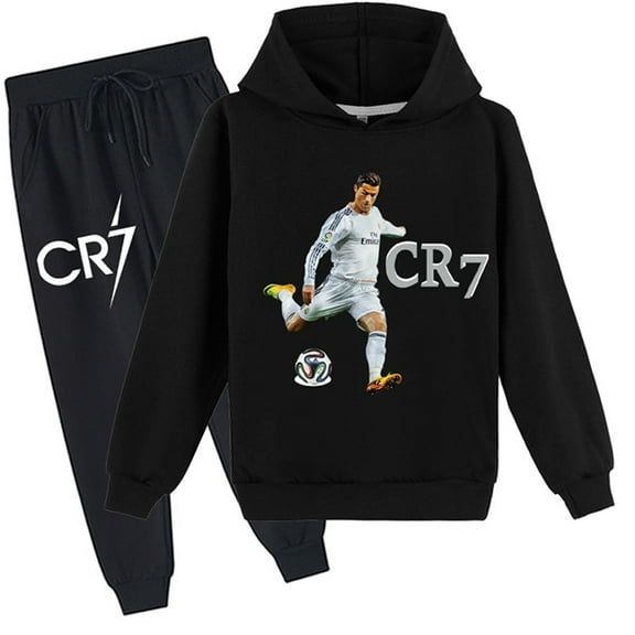 2 Piece Tracksuit Outfit for Teen Cristiano Ronaldo Pullover Hoodies and Sweatpants CR7 Long Sleeve Sweatshirt Hooded(8-16 Years)