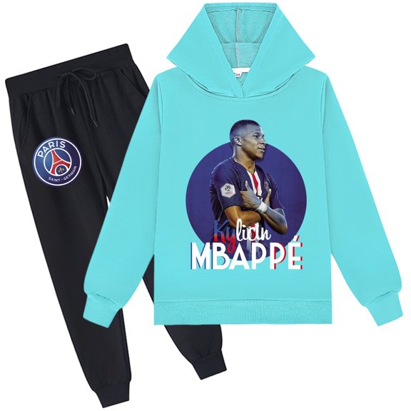 2 Piece Tracksuit Outfits-Mbappé Graphic Hoodies with Jogger Pants Set Graphic Sweatsuit Tops for Boys Girls