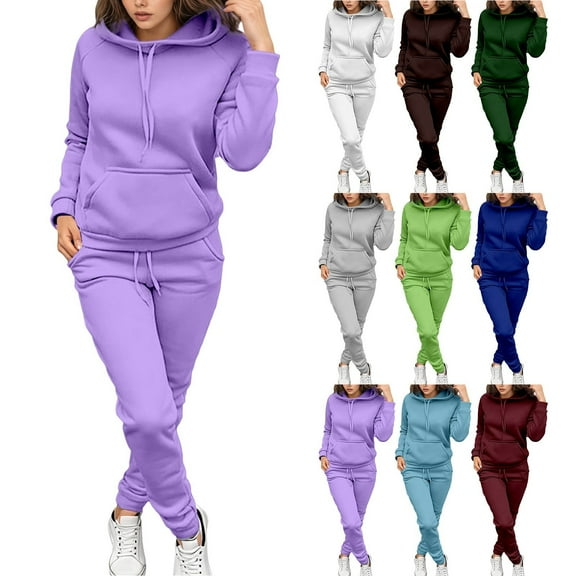 2 Piece Tracksuit Sets Autumn Winter Packwork Sweatshirt Top Pants Sets Women Sweatsuit Pullover Hoodie Tops and Pants Set Casual Sports Tracksuit Hoodie Sweatshirt and Jogger Sweatpants - Black