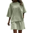 thumbnail image 1 of 2 Piece Tracksuit for Women Shorts, Oversized T-Shirt and Short Pants Suit Set with Pockets, Sports Sweatsuit Summer Sets Outfit for Women Green S, 1 of 8