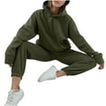 thumbnail image 1 of 2 Piece Tracksuits for Women,2 Piece Sweatsuit Outfits for Women Winter Thick Fleece Sherpa Lined Warm Long Sleeve Hoodies Sweatshirt Casual Sweatpants Tracksuit Lounge Set, 1 of 6