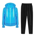 thumbnail image 1 of 2 Piece Tracksuits for Women Fall Sportswear Full Zip Up Hoodie Jacket and Joggers Pant Sets Sweatsuits Outfits (M, Light Blue), 1 of 4