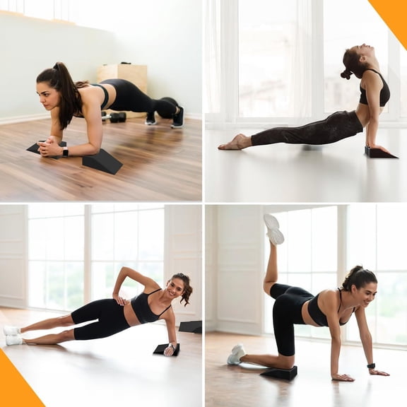 2-Piece Trapezoidal Eva Non-Slip Foam Blocks + Resistance Band + Storage Bag, High-Density Supportive Yoga Wedges For Squats, Yoga, Pilates, Strength Training And Home Workouts