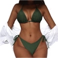 thumbnail image 1 of 2 Piece Triangle Swimsuit for Women Sexy Halter Bikini String Tie Side Swimwear Simple Comfy Bathing Suit, 1 of 4