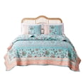 thumbnail image 1 of 2 Piece Twin Quilt Set with Floral Print, Blue and White- Saltoro Sherpi, 1 of 4