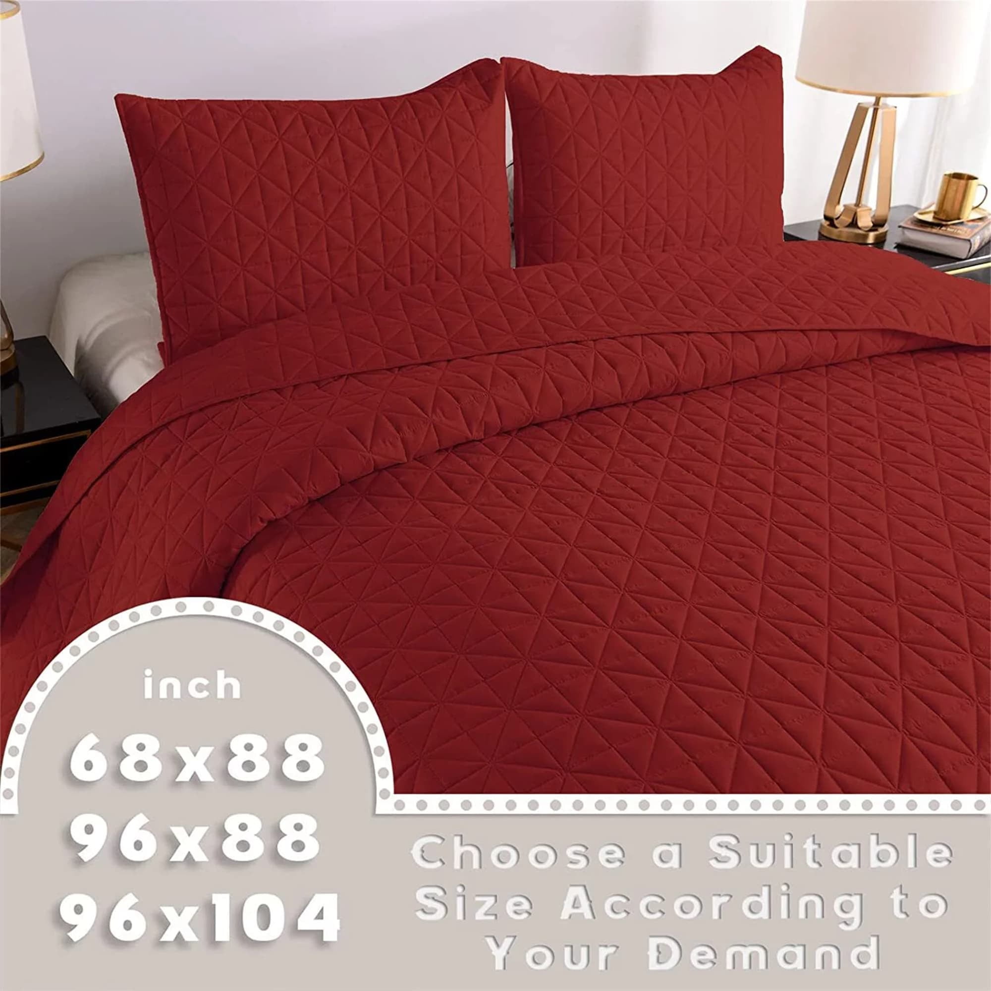 Twin Size Red Reversible Microfiber Quilt Set