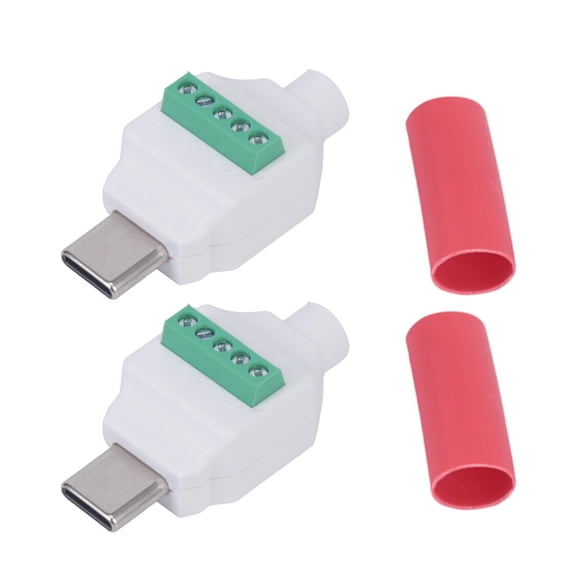 2 Piece USB C 5 Pin Male Connector Head Built-in Emarker Chip For Mobile Phones Fast Charging Cable Repair