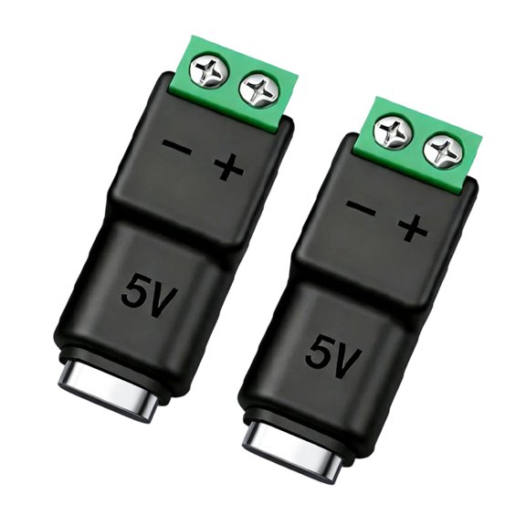 2 Piece USB C To 2 Pin Green Terminals Adapter Connectors 15W Power Supply For Gadgets And Home Appliances