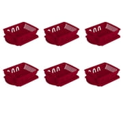 Sterilite 2 Piece Sink Set, Dish Drainer and Drainboard for Plates, Cups, and Flatware, Red, 6 Count